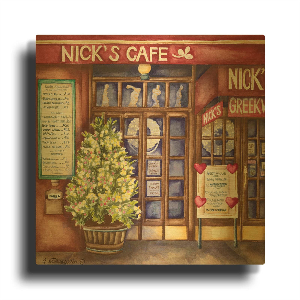 'Cafes Nicks' By Andrea Strongwater Gold Metal Wall Art