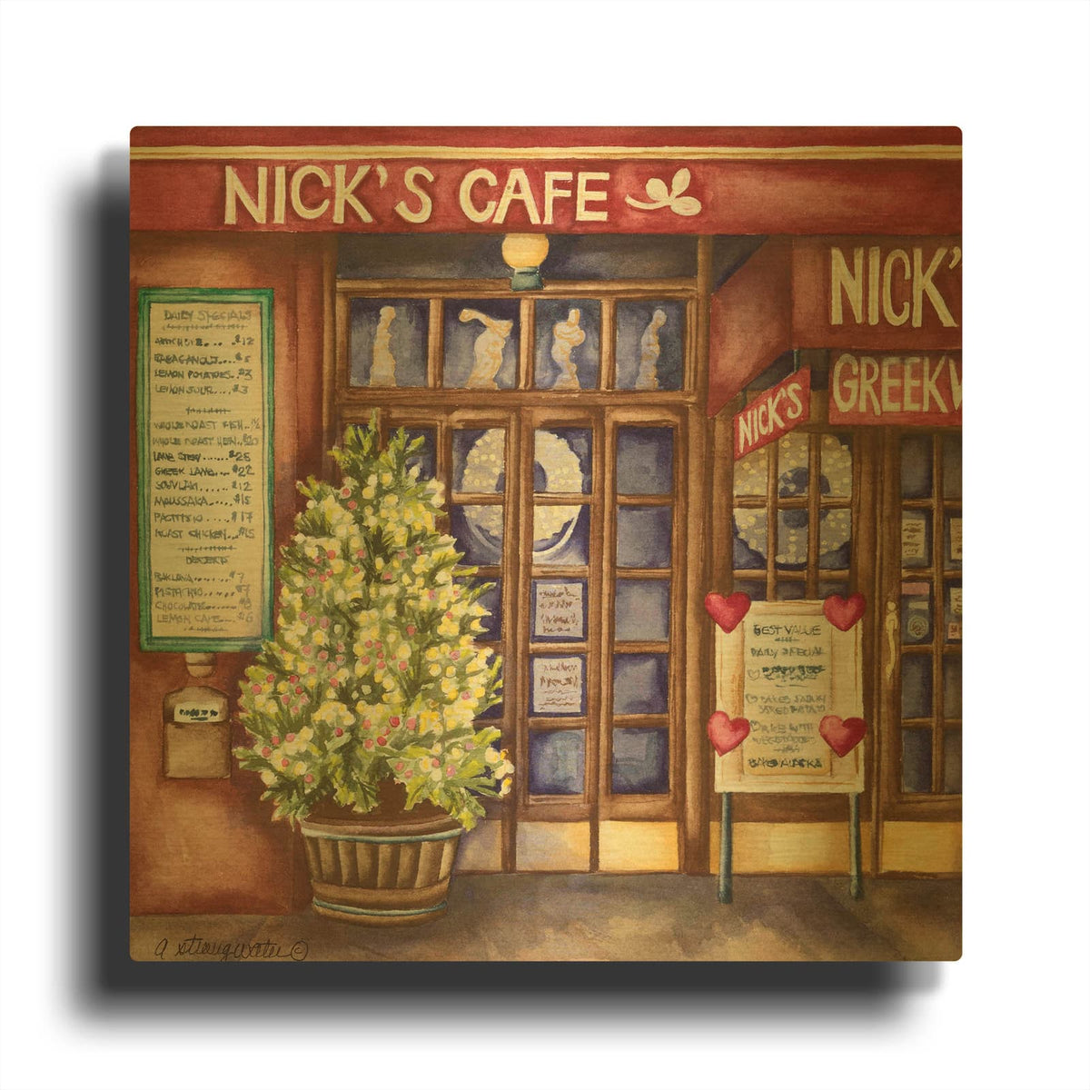 'Cafes Nicks' By Andrea Strongwater Gold Metal Wall Art