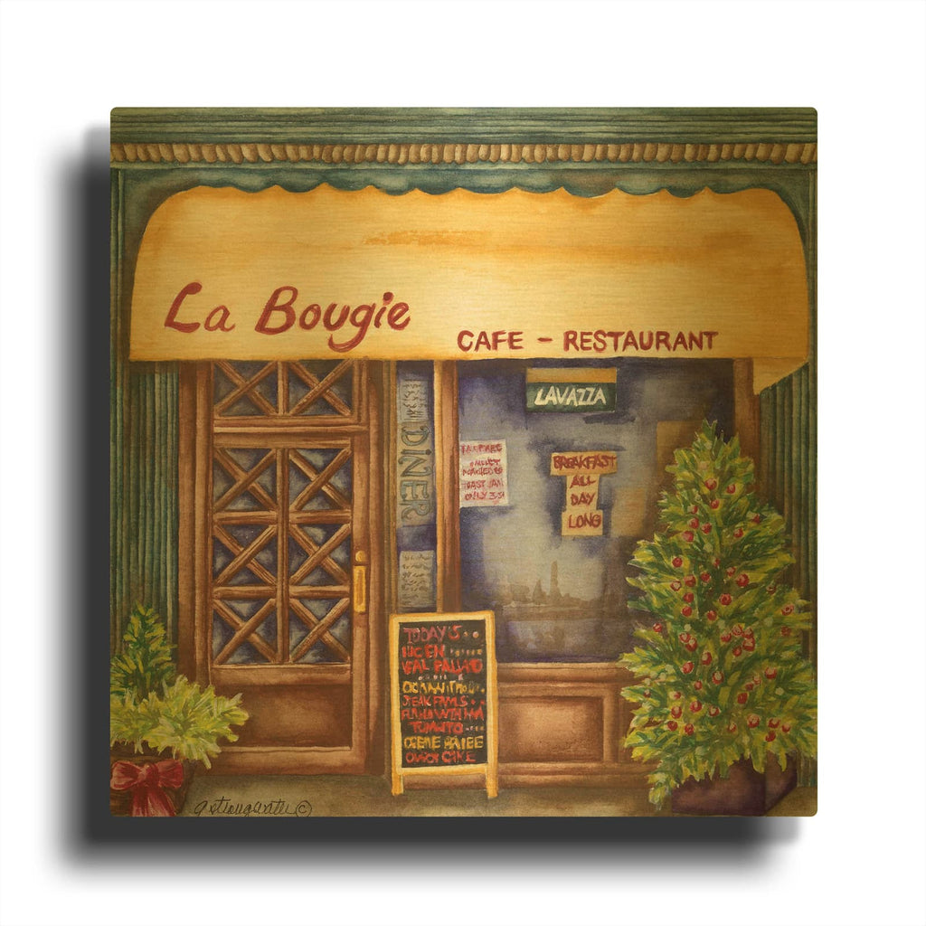 'Cafes La Bougie' By Andrea Strongwater Gold Metal Wall Art