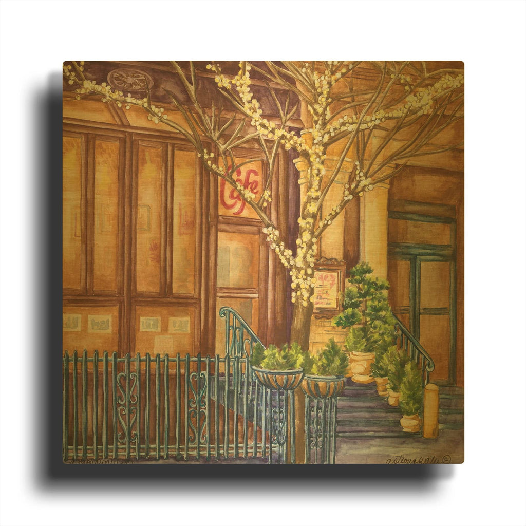 'Cafe Lalo' By Andrea Strongwater Gold Metal Wall Art