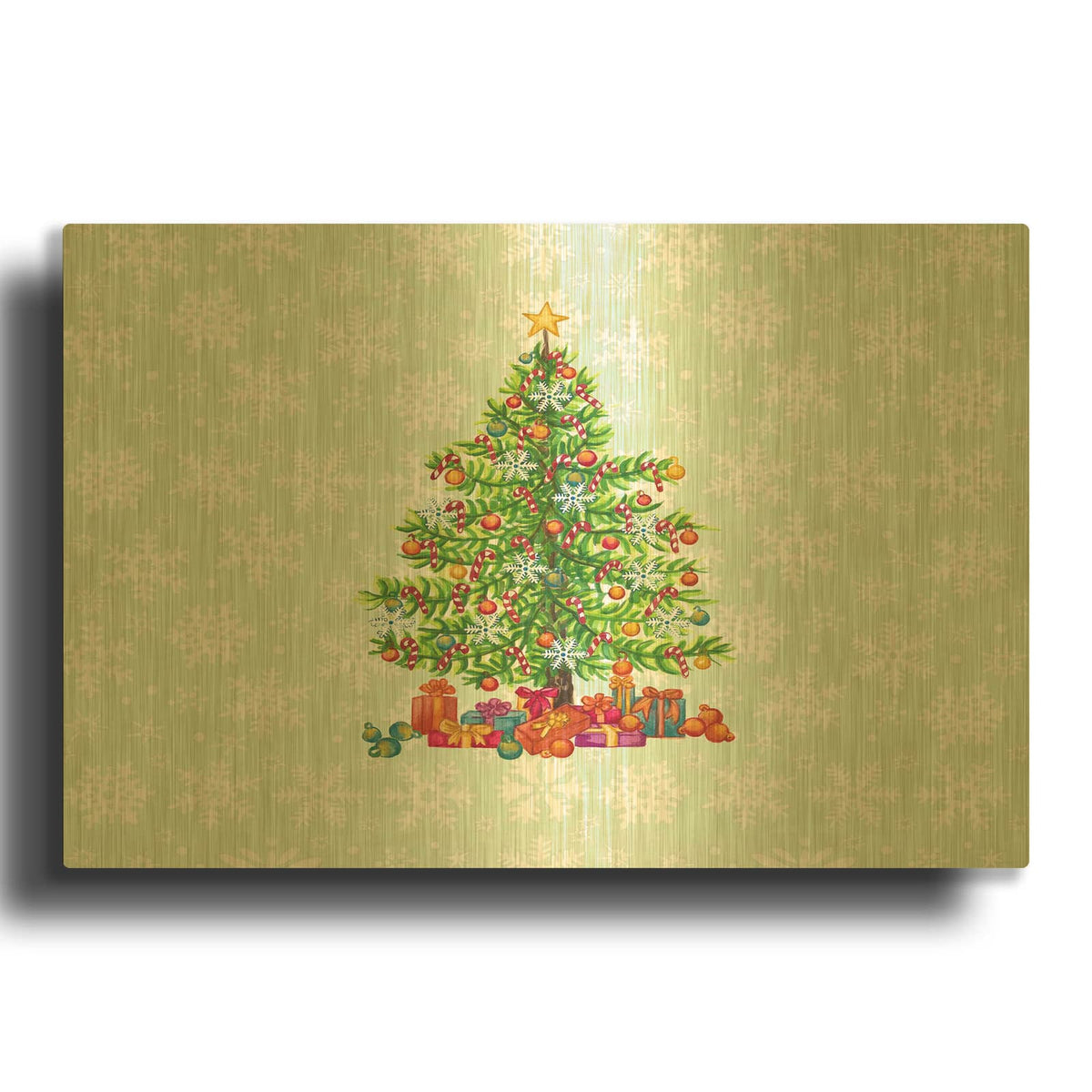 'Christmas Tree Spode' By Andrea Strongwater Gold Metal Wall Art
