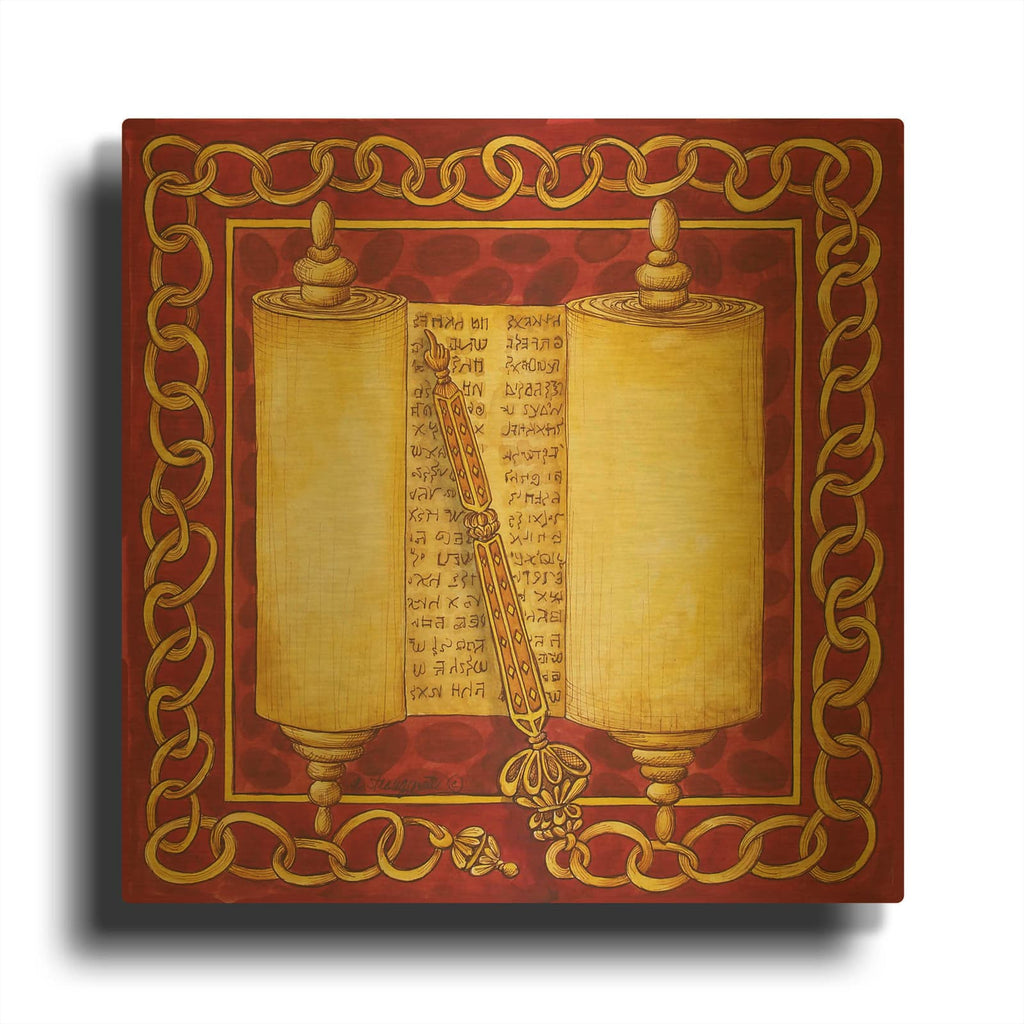 'Jewish Year Torah Scroll' By Andrea Strongwater Gold Metal Wall Art
