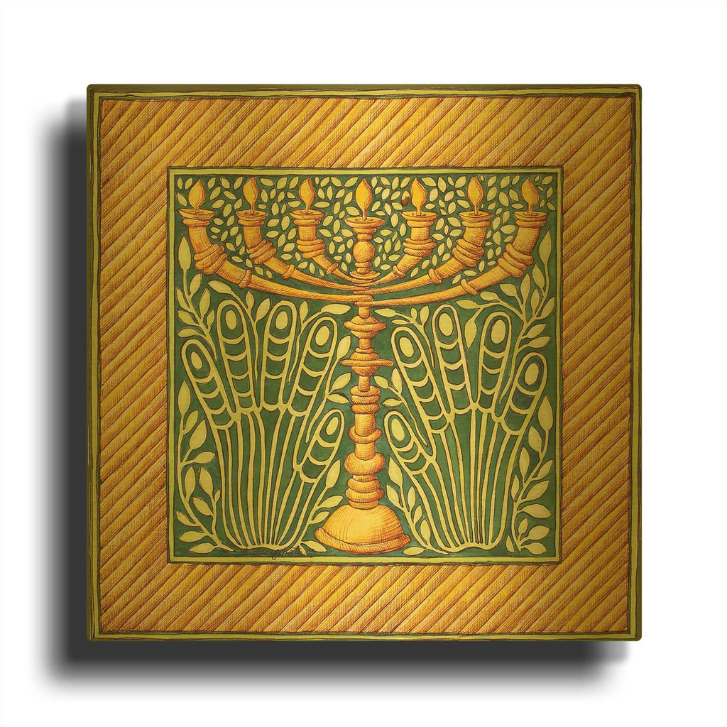'Jewish Year Menorah With Hands' By Andrea Strongwater Gold Metal Wall Art