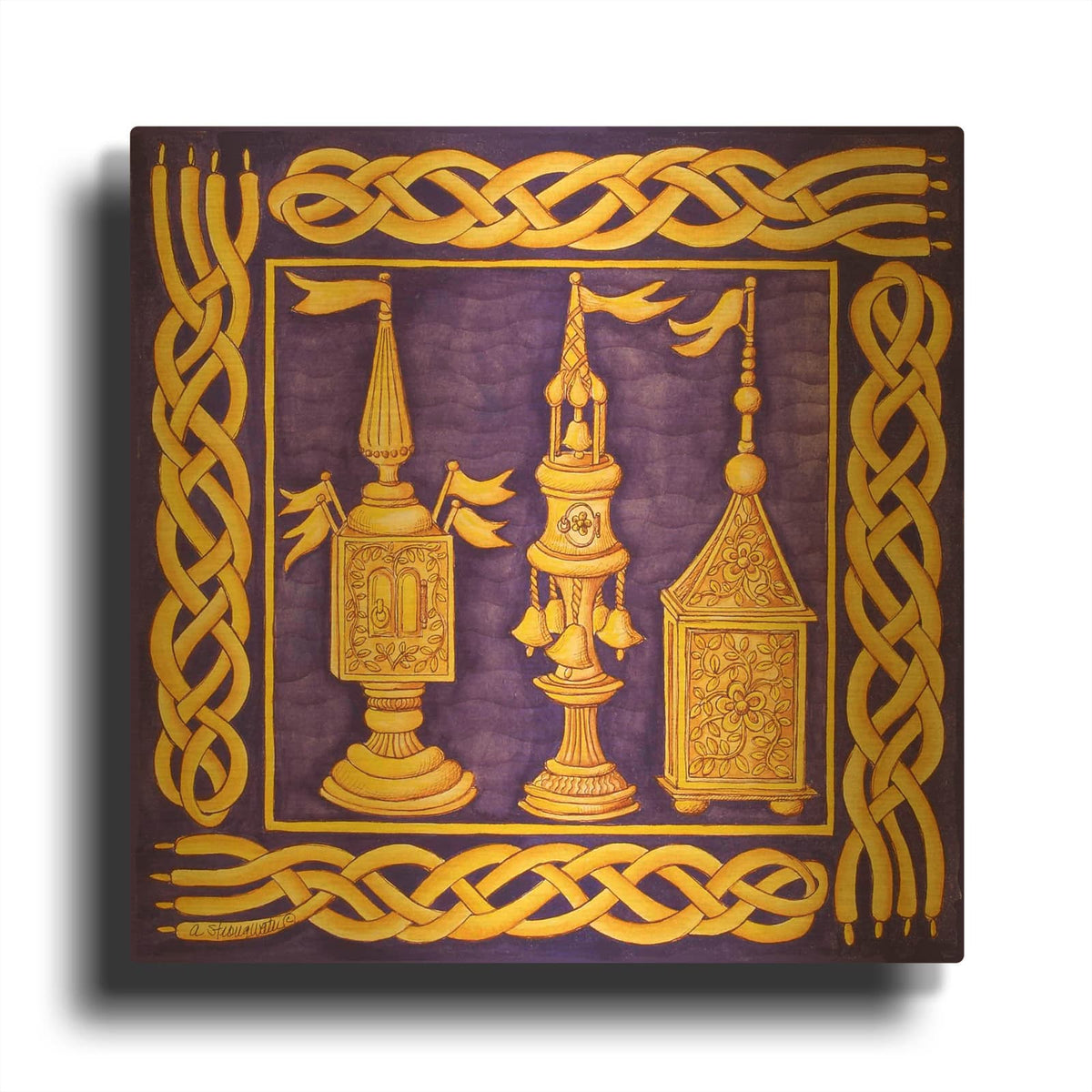 'Jewish Year Havdallah' By Andrea Strongwater Gold Metal Wall Art