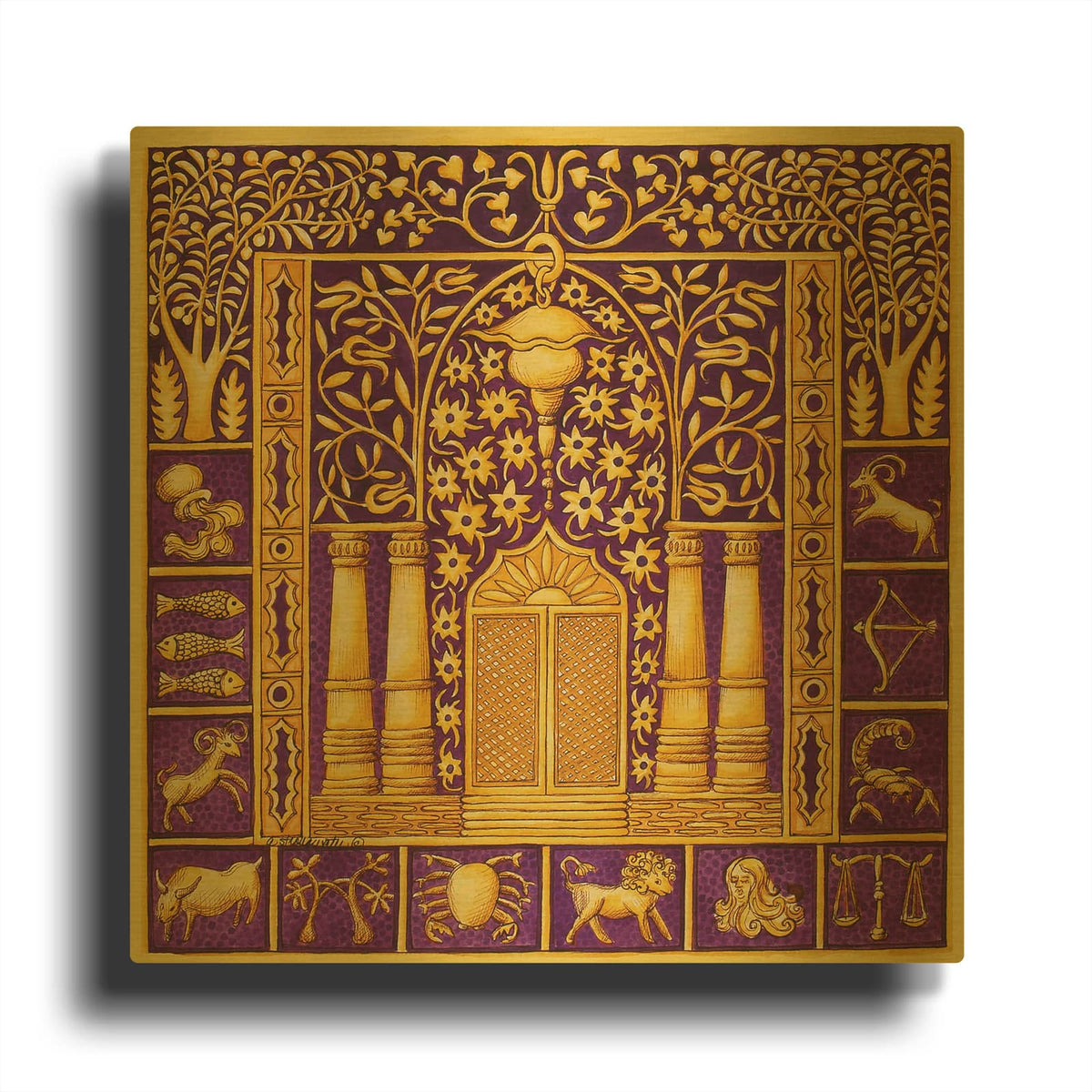 'Jewish Year Ark Synagogue' By Andrea Strongwater Gold Metal Wall Art