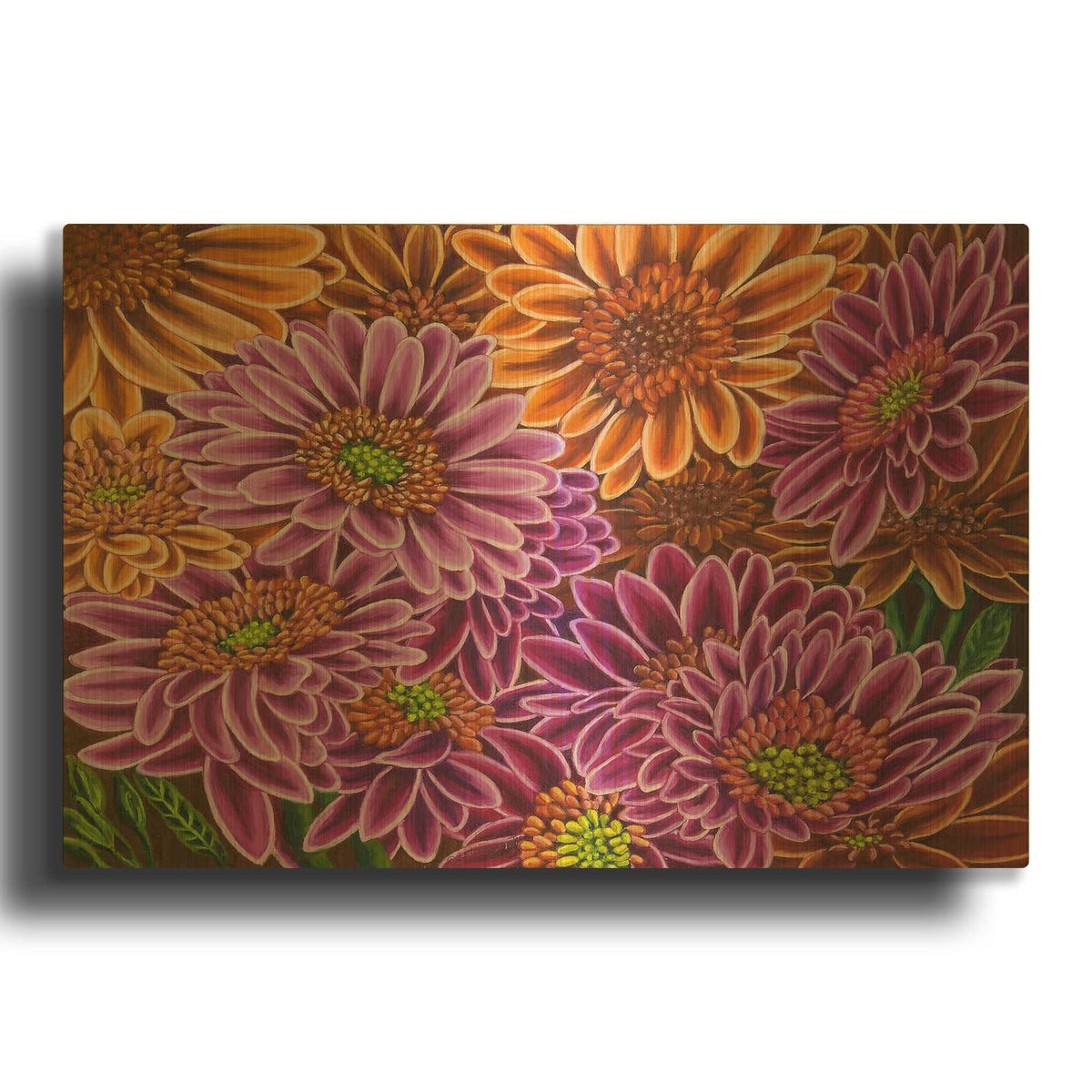 'Gerbera Mostly Magenta' By Andrea Strongwater Gold Metal Wall Art