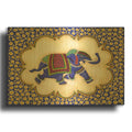 'Elephant Cartouche Facing Right' By Andrea Strongwater Gold Metal Wall Art