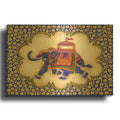 'Elephant Cartouche Facing Left' By Andrea Strongwater Gold Metal Wall Art