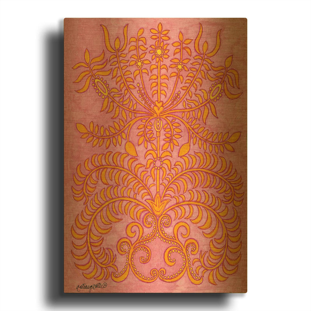 'Delhi Tile Stage I' By Andrea Strongwater Gold Metal Wall Art