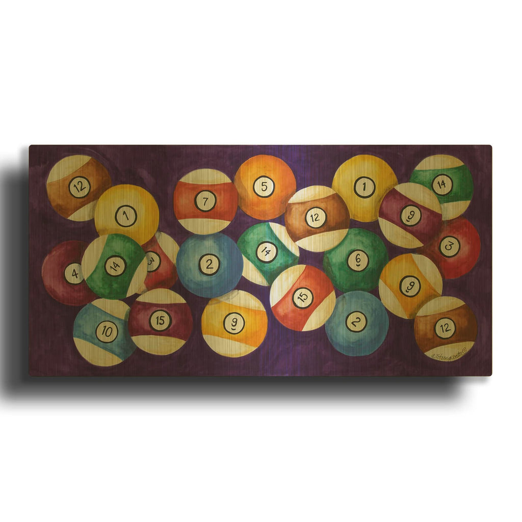 'Billiard Balls' By Andrea Strongwater Gold Metal Wall Art