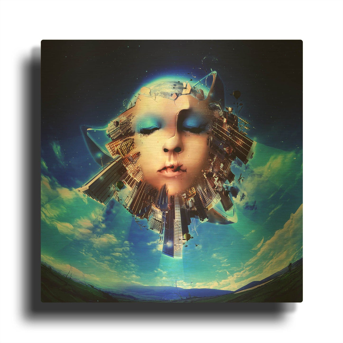 'City Of Light' By Mario Sanchez Nevado Gold Metal Wall Art