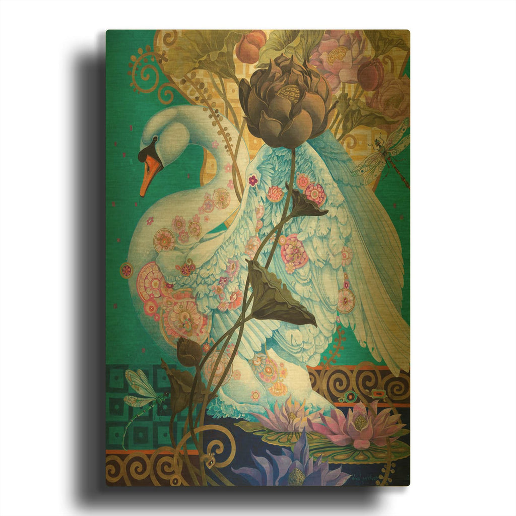 'Swan' By David Galchutt Gold Metal Wall Art
