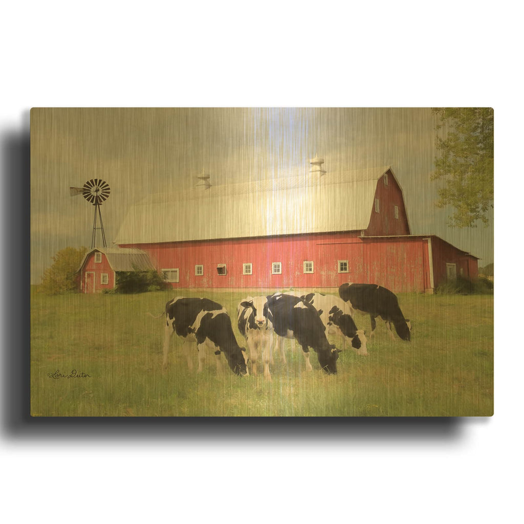 'Henderson Cows' By Lori Deiter Gold Metal Wall Art