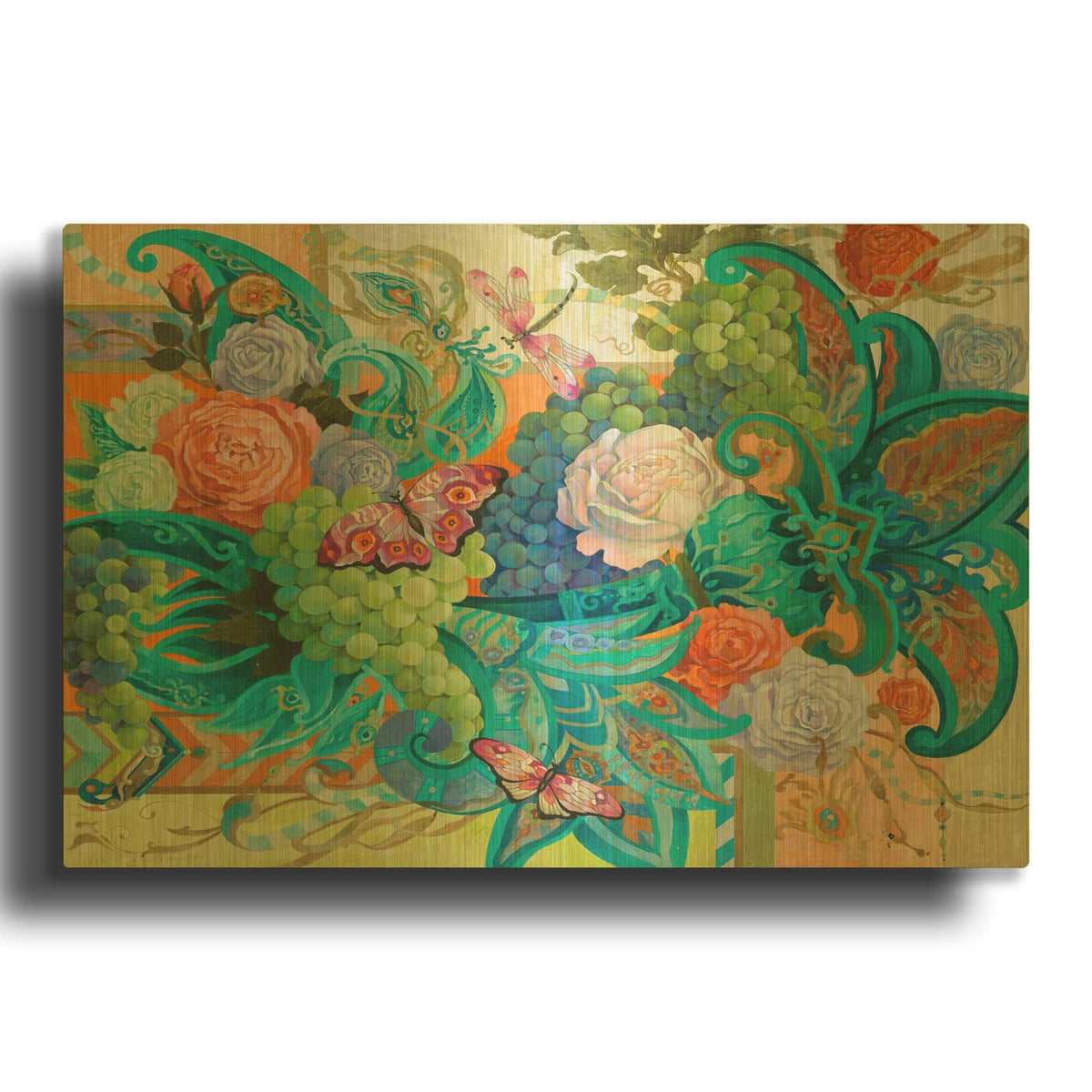 'The Magical Vineyard' By David Galchutt Gold Metal Wall Art