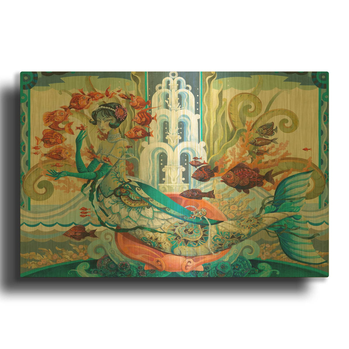 'Aquatic Flapper' By David Galchutt Gold Metal Wall Art