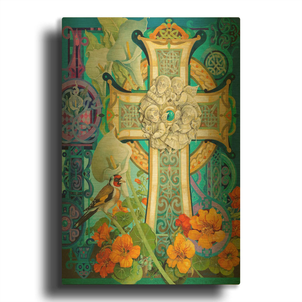 'Celtic Cross' By David Galchutt Gold Metal Wall Art