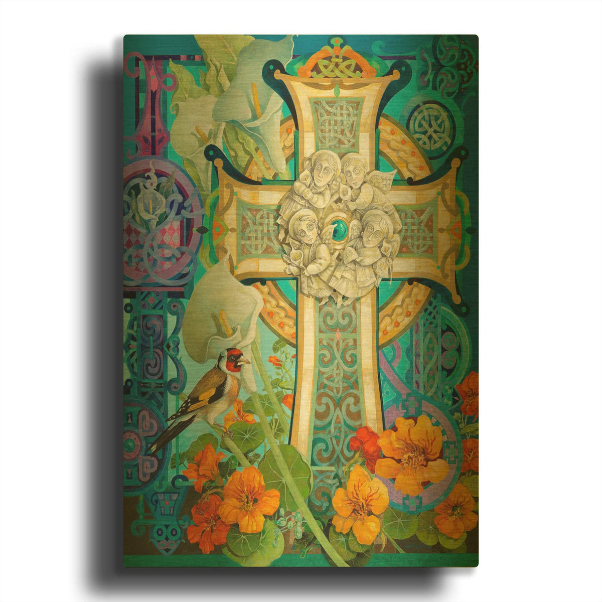 'Celtic Cross' By David Galchutt Gold Metal Wall Art