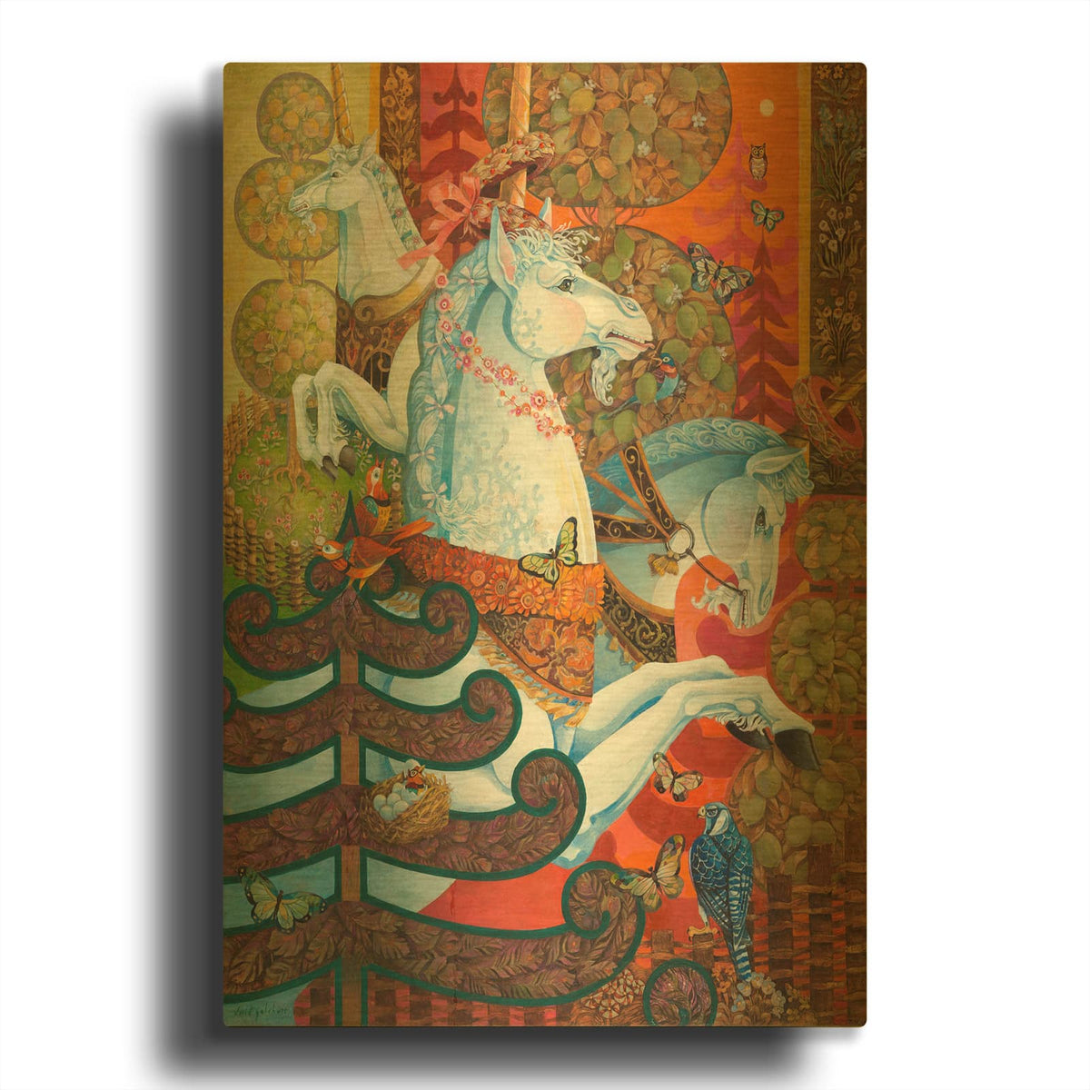 'The Medieval Garden' By David Galchutt Gold Metal Wall Art