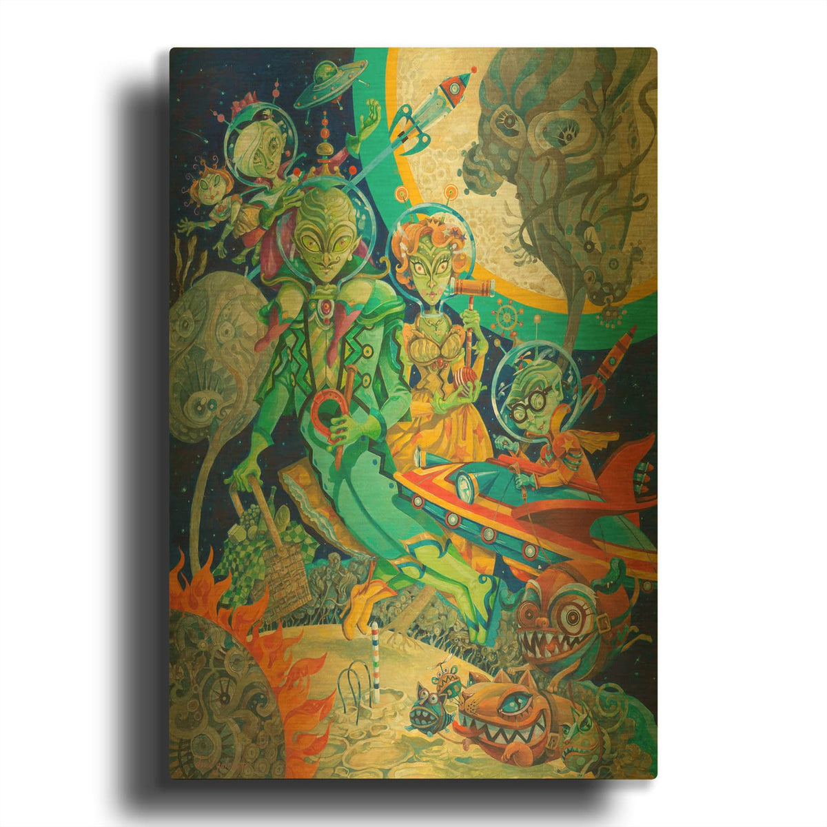 'Family Outing' By David Galchutt Gold Metal Wall Art