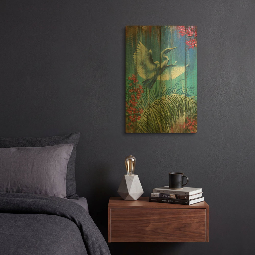 'Heron Fence' By James Mazzotta Gold Metal Wall Art