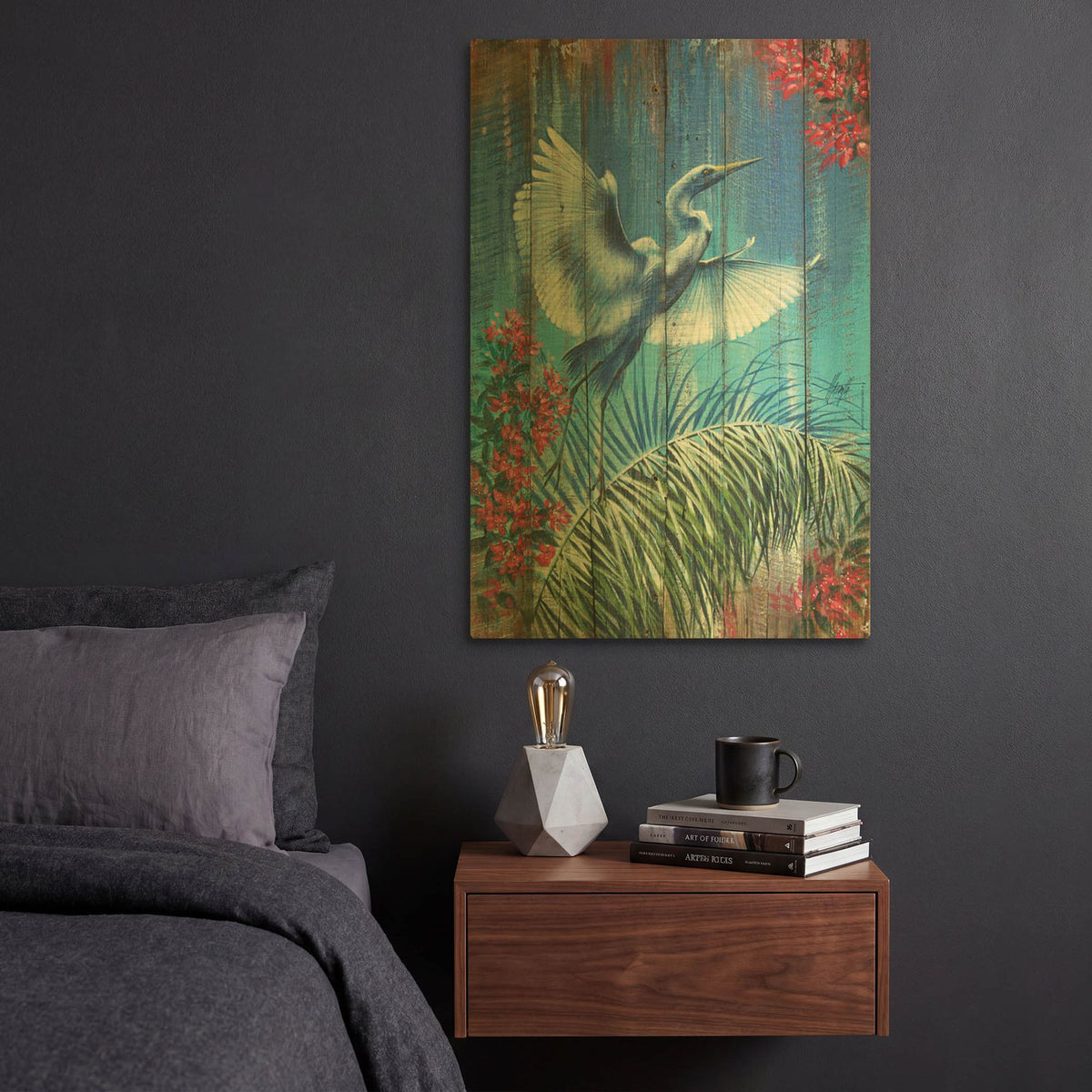 'Heron Fence' By James Mazzotta Gold Metal Wall Art