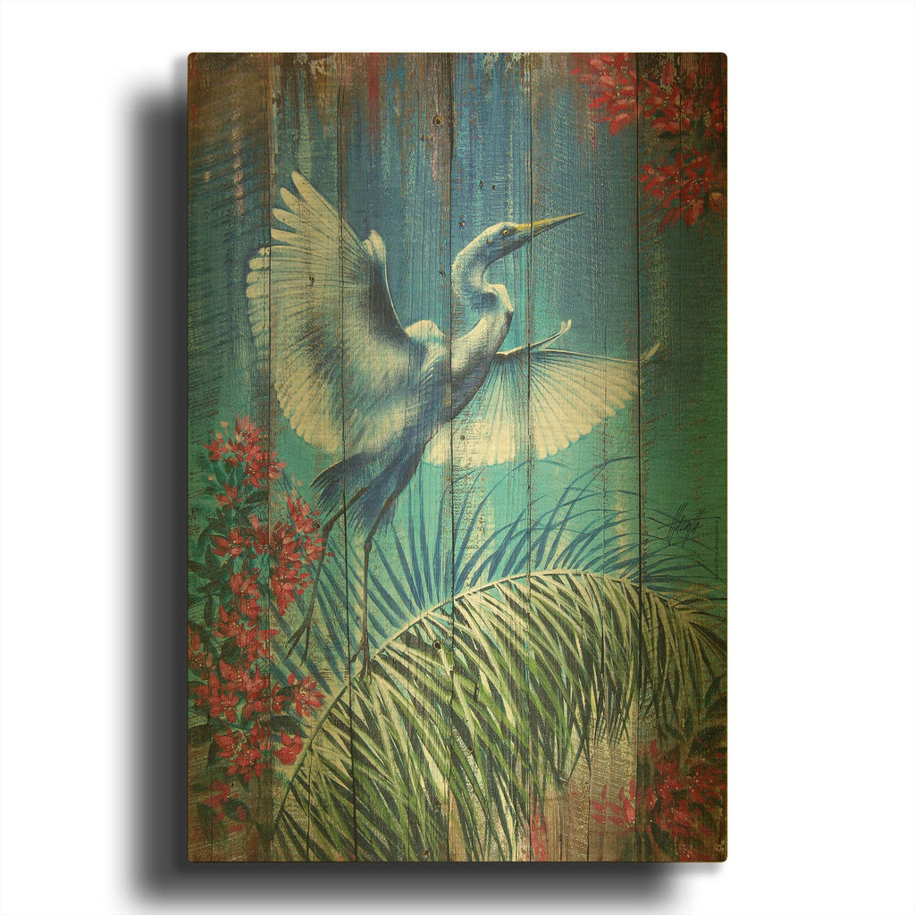 'Heron Fence' By James Mazzotta Gold Metal Wall Art
