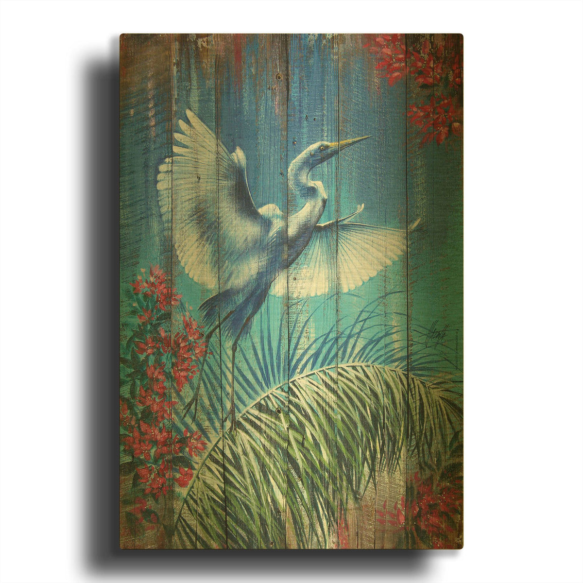 'Heron Fence' By James Mazzotta Gold Metal Wall Art