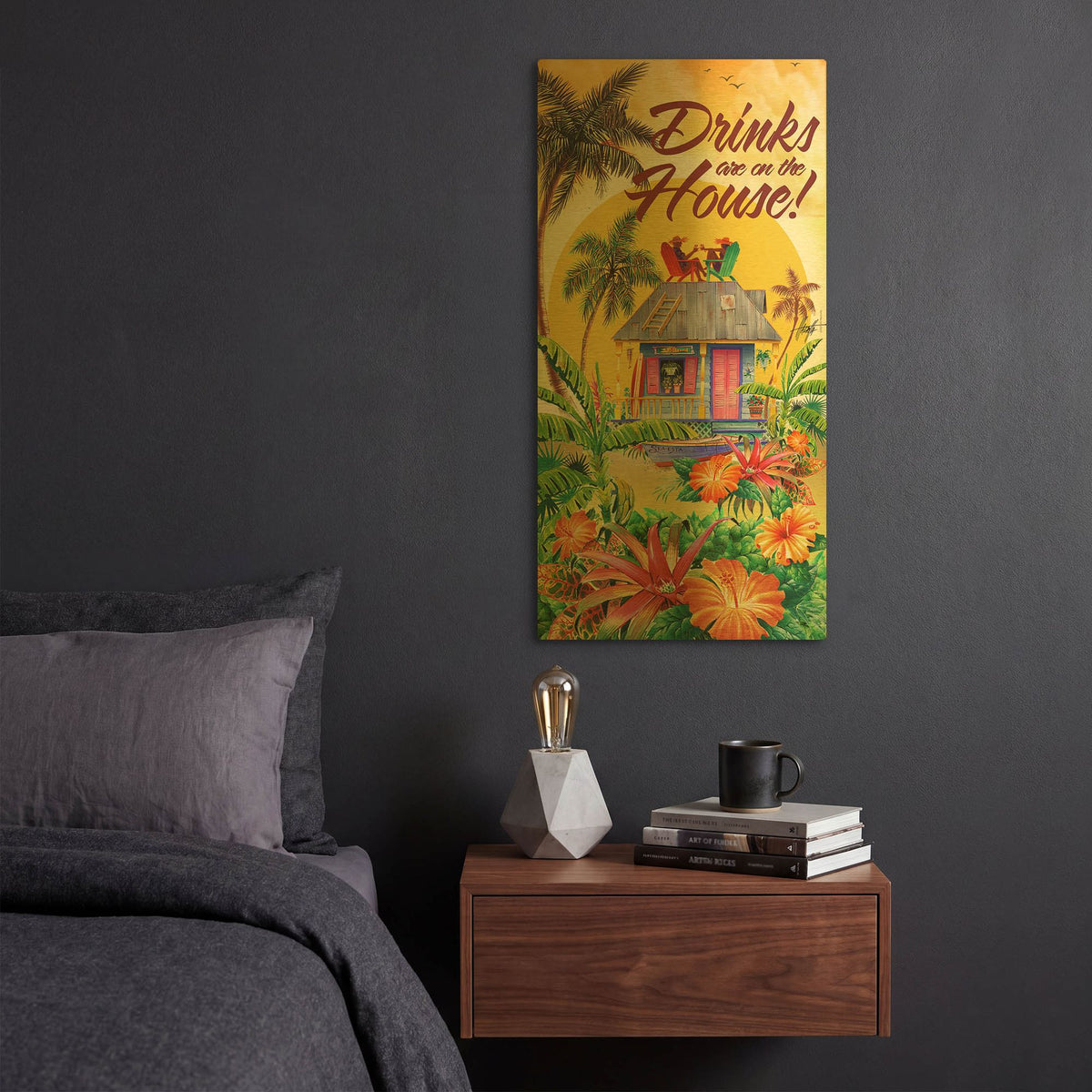 'Drink House' By James Mazzotta Gold Metal Wall Art