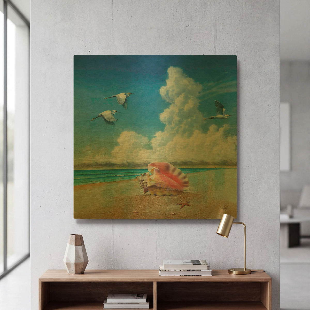 'Conched Out' By James Mazzotta Gold Metal Wall Art