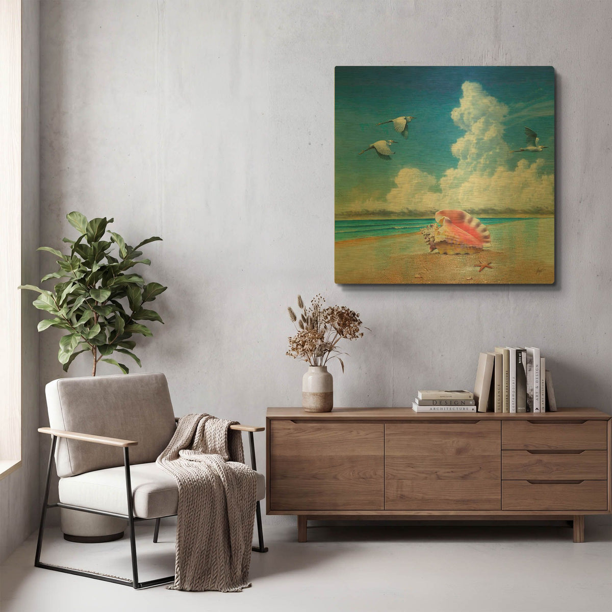 'Conched Out' By James Mazzotta Gold Metal Wall Art