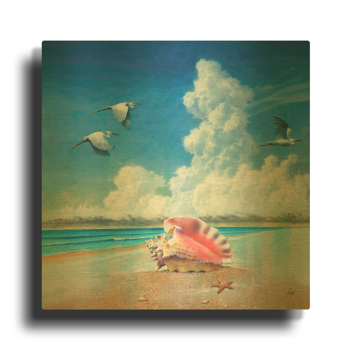 'Conched Out' By James Mazzotta Gold Metal Wall Art