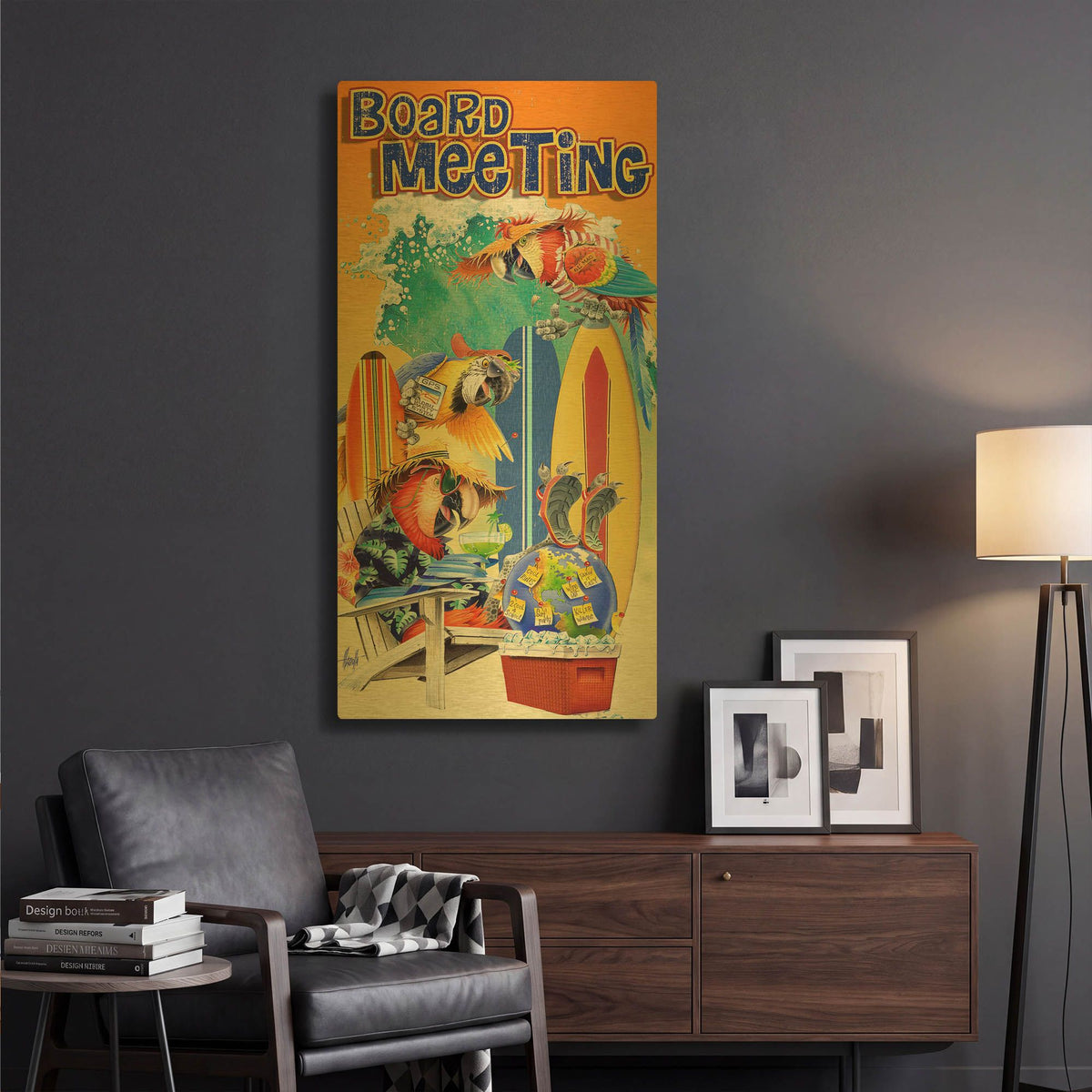 'Board Meet' By James Mazzotta Gold Metal Wall Art