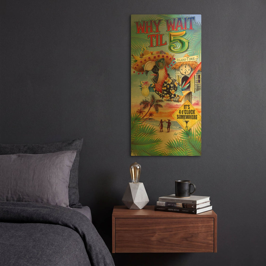 '4 Clock Parrot' By James Mazzotta Gold Metal Wall Art