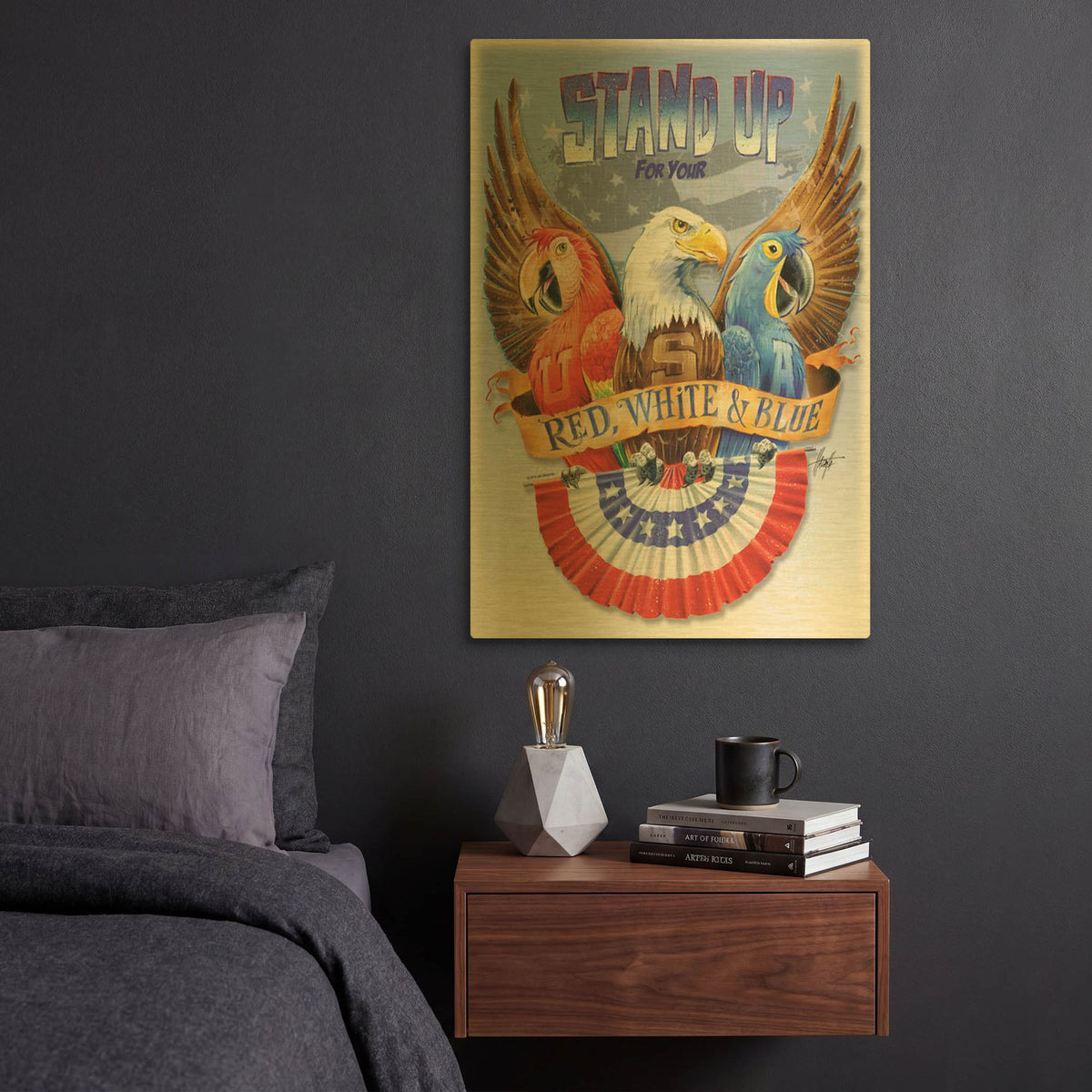 'Stand Up' By James Mazzotta Gold Metal Wall Art