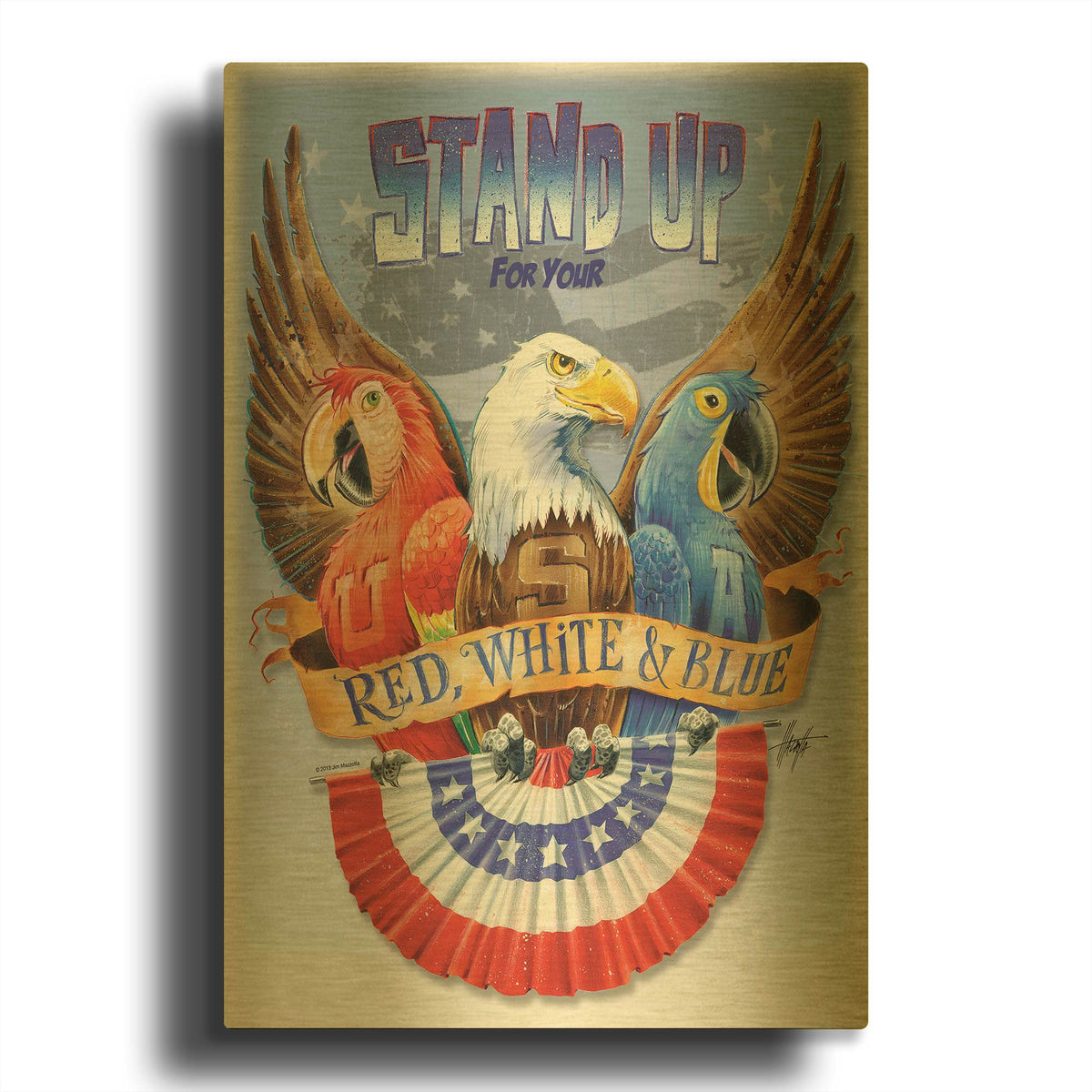 'Stand Up' By James Mazzotta Gold Metal Wall Art
