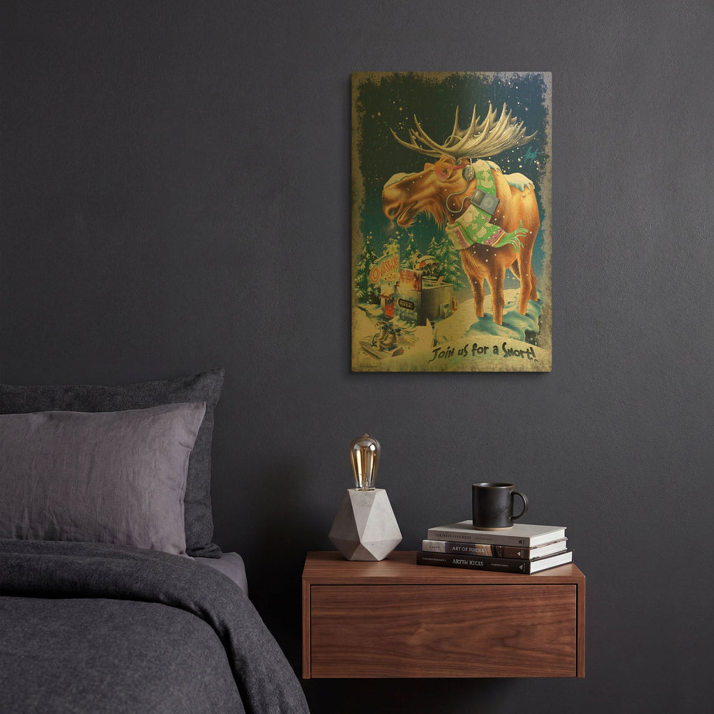 'Oasis Moose' By James Mazzotta Gold Metal Wall Art