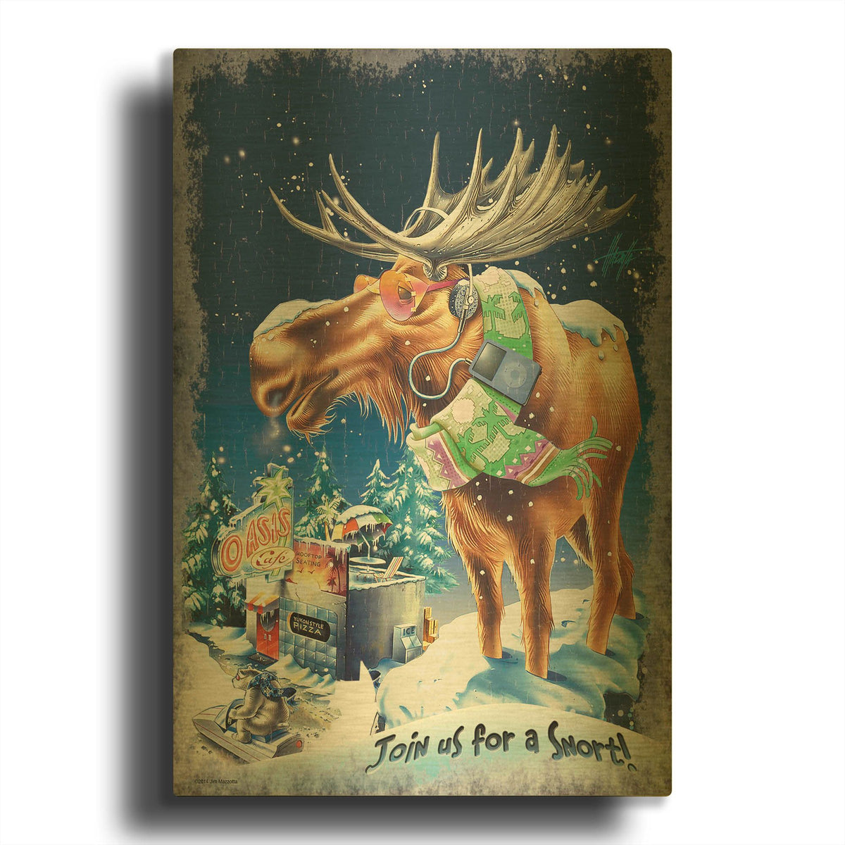 'Oasis Moose' By James Mazzotta Gold Metal Wall Art