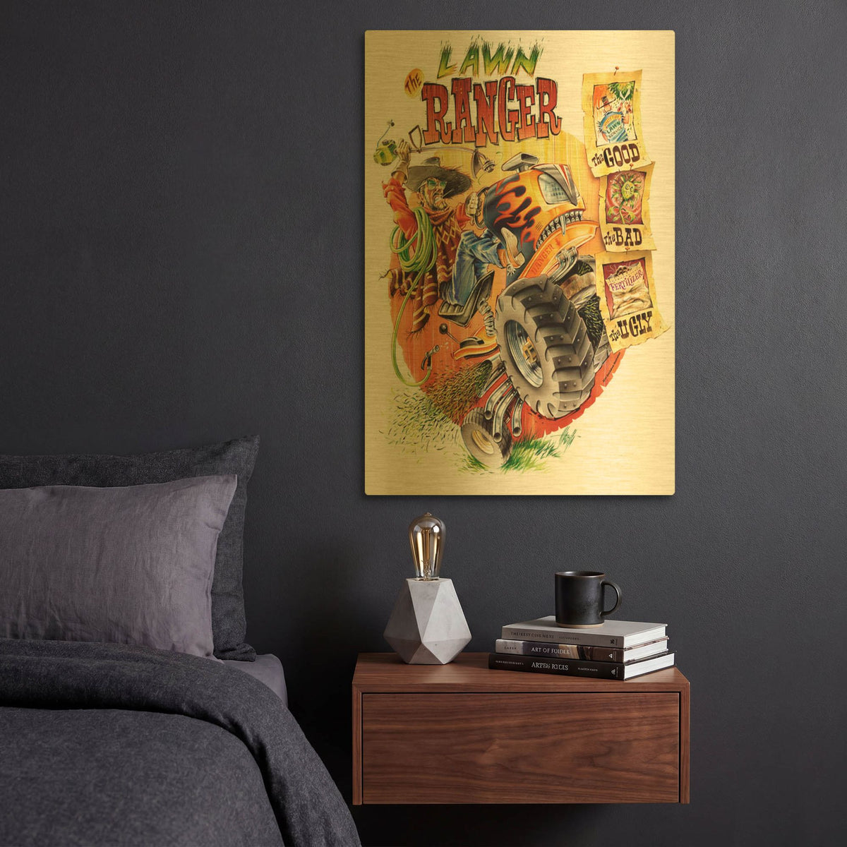 'Lawn Ranger' By James Mazzotta Gold Metal Wall Art