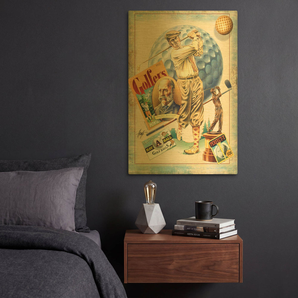 'Traditions Golf' By James Mazzotta Gold Metal Wall Art