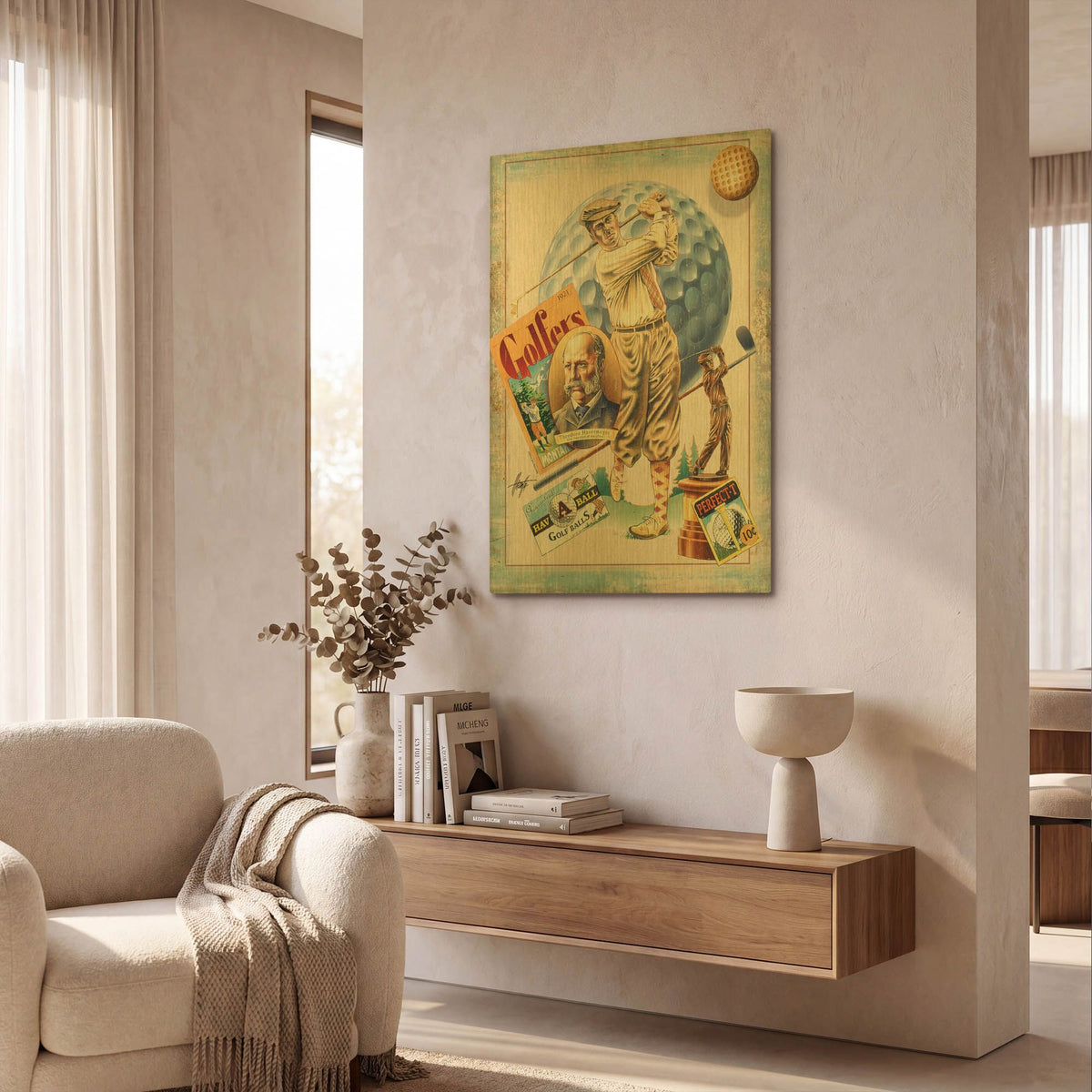 'Traditions Golf' By James Mazzotta Gold Metal Wall Art