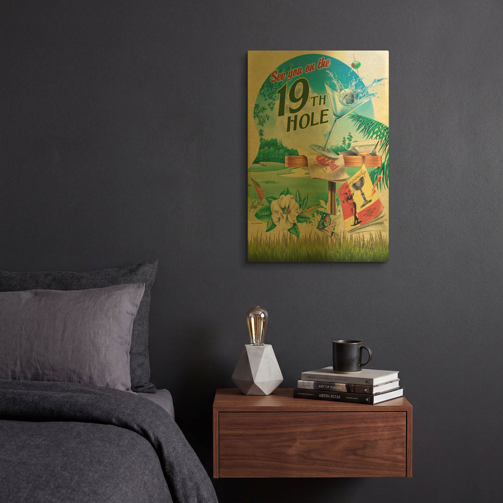 '19th Hole' By James Mazzotta Gold Metal Wall Art