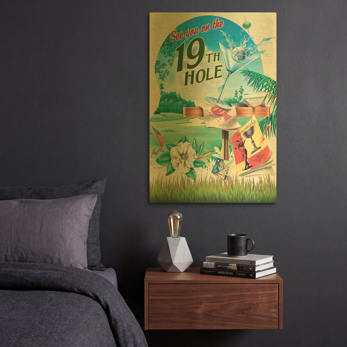 '19th Hole' By James Mazzotta Gold Metal Wall Art