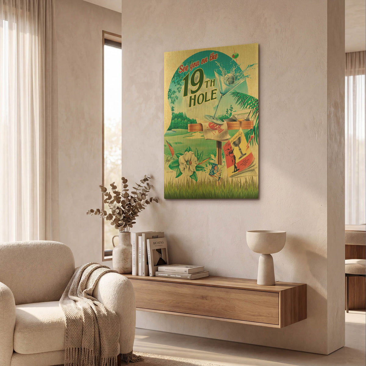 '19th Hole' By James Mazzotta Gold Metal Wall Art