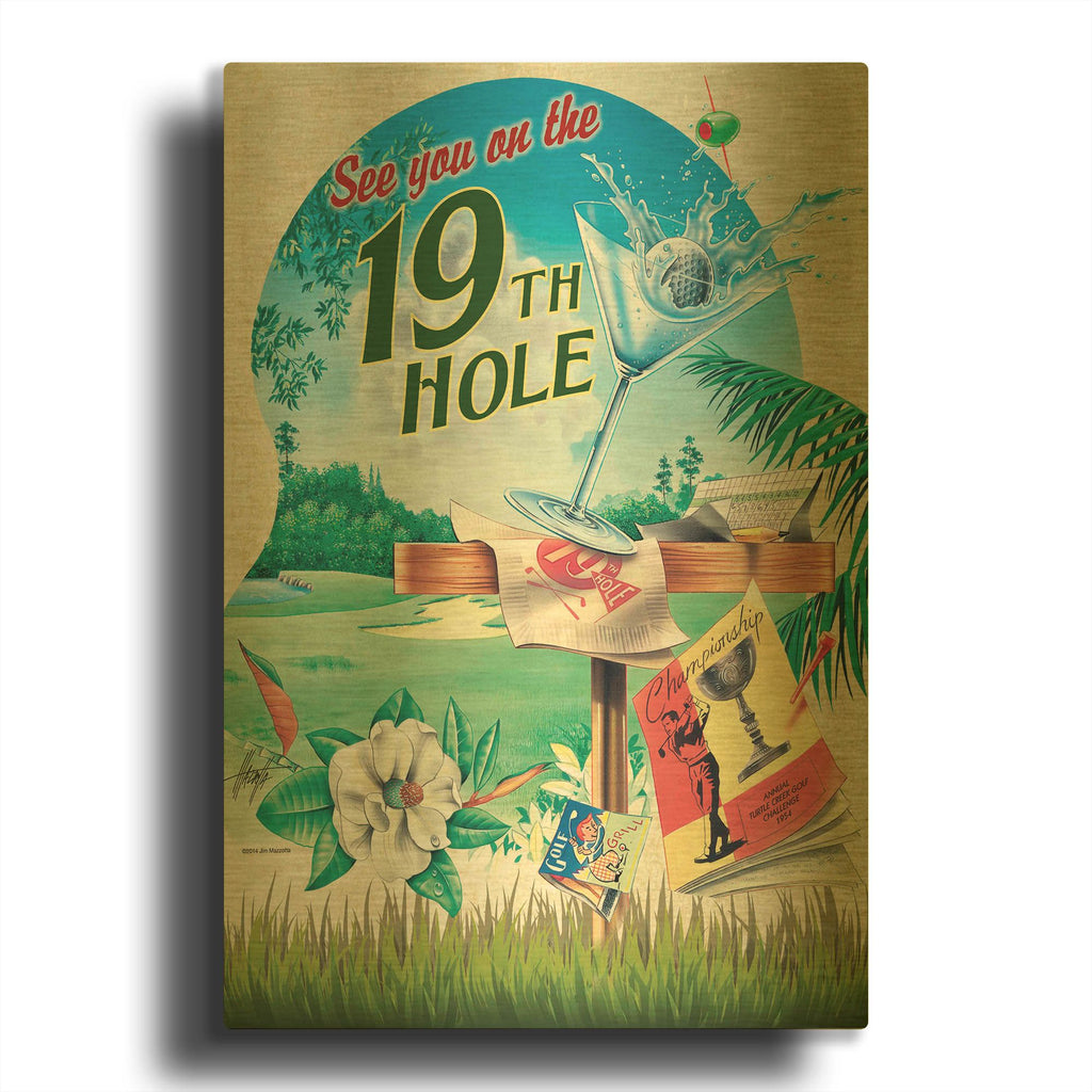 '19th Hole' By James Mazzotta Gold Metal Wall Art