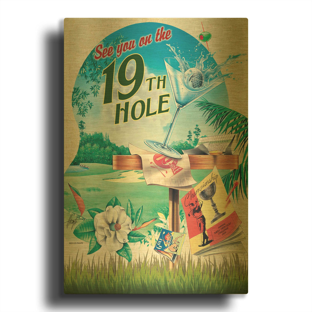 '19th Hole' By James Mazzotta Gold Metal Wall Art