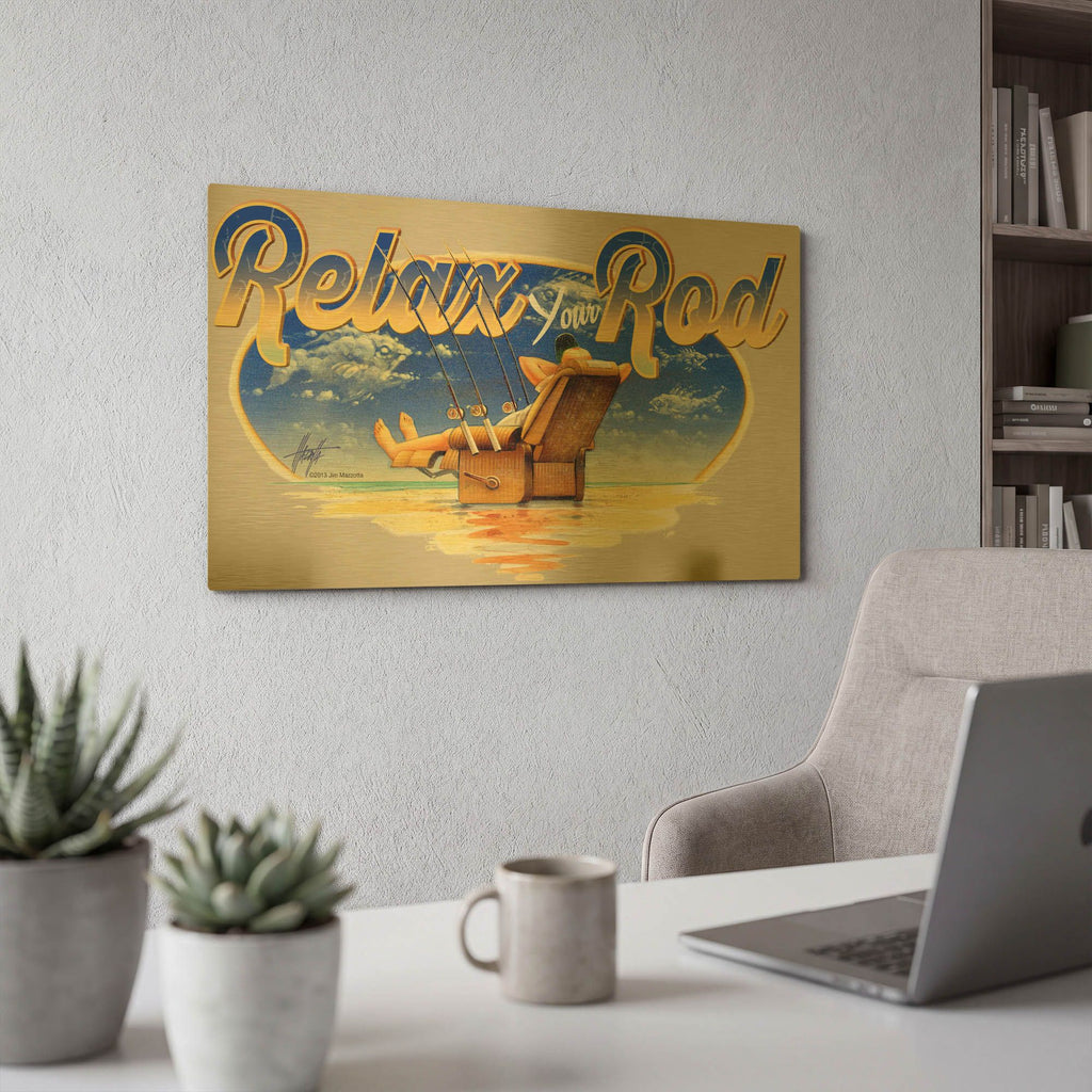 'Relax Rod' By James Mazzotta Gold Metal Wall Art