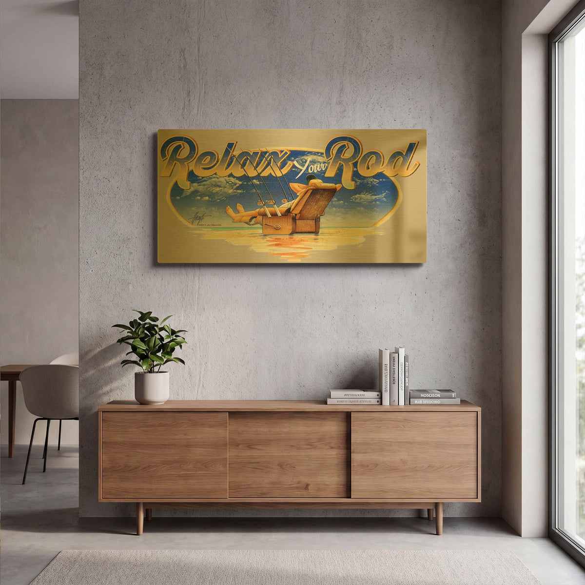 'Relax Rod' By James Mazzotta Gold Metal Wall Art