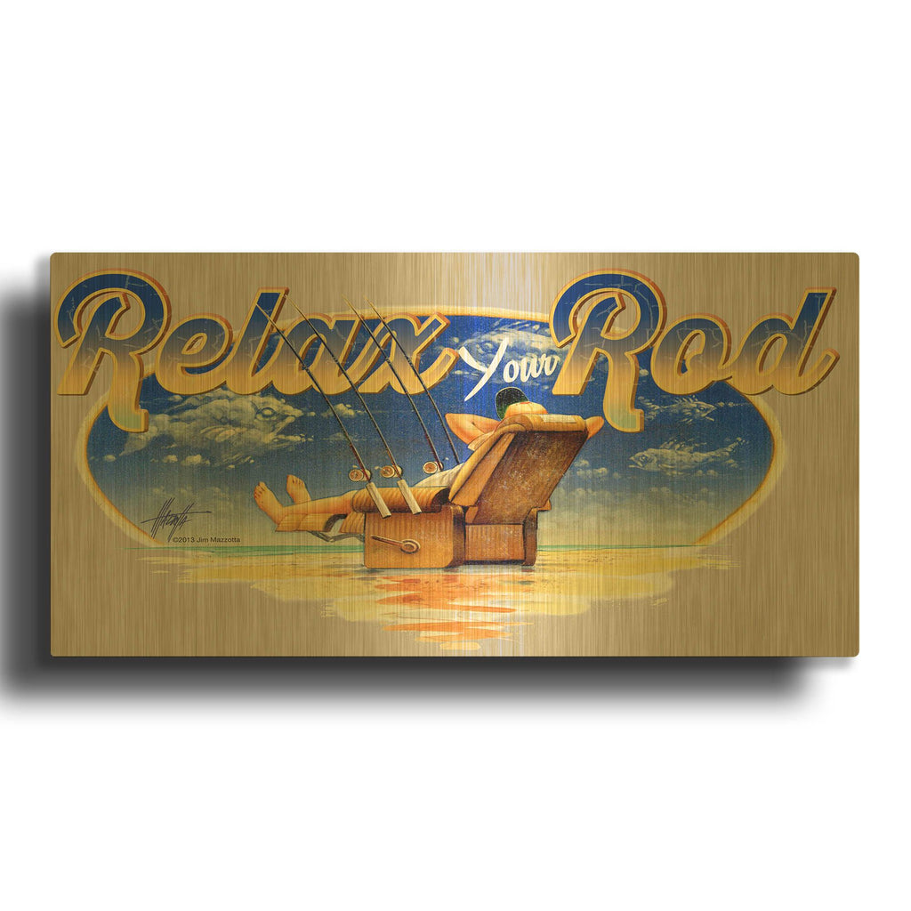 'Relax Rod' By James Mazzotta Gold Metal Wall Art