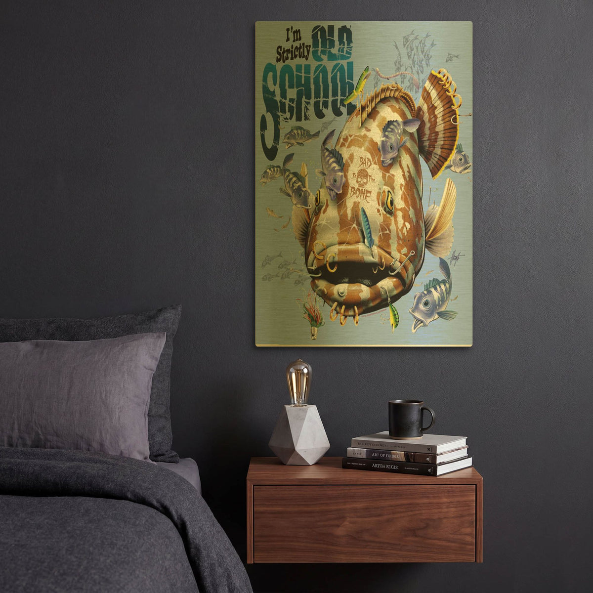 'Old School Grouper' By James Mazzotta Gold Metal Wall Art