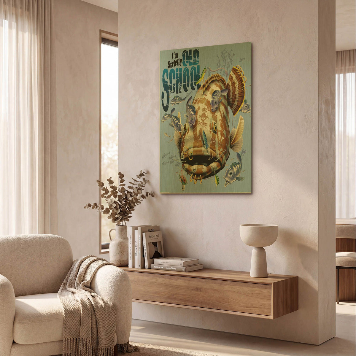'Old School Grouper' By James Mazzotta Gold Metal Wall Art